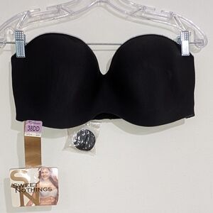NWT Sweet Nothings Maidenform 38DD Black Satin Strapless Bra